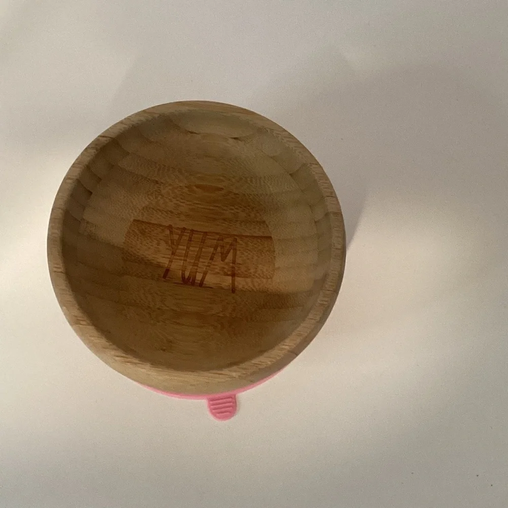 Rae Dunn Avanchy Bamboo Baby Bowl with Pink Suction Base - Picture 4 of 4